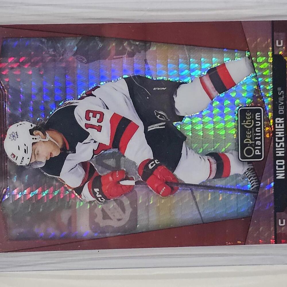 2024-25 O-Pee-Chee Platinum Nico Hischier Red Prism Card #006/199